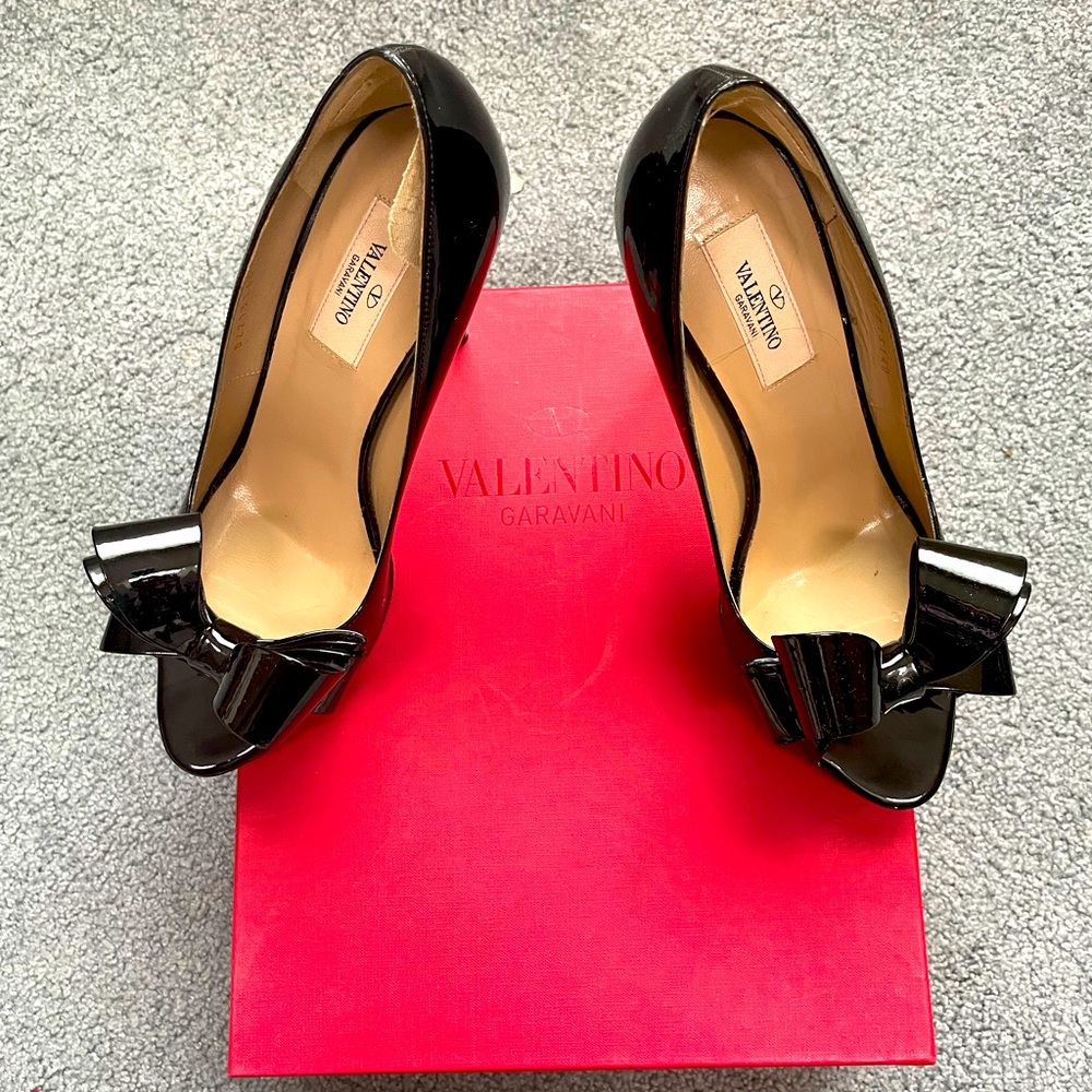 Valentino Bow Peep Toe Pumps
